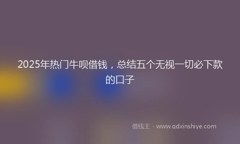 2025年热门牛呗借钱，总结五个无视一切必下款的口子