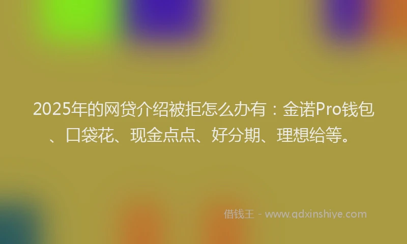 2025年的网贷介绍被拒怎么办有：金诺Pro钱包、口袋花、现金点点、好分期、理想给等。