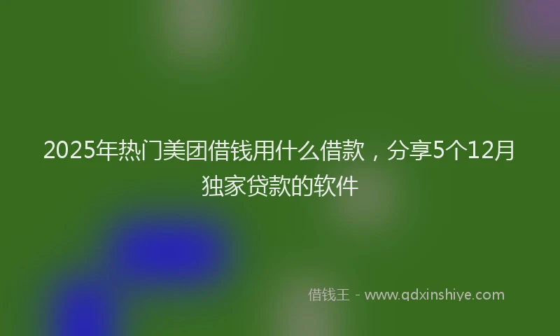 2025年热门美团借钱用什么借款,分享5个12月独家贷款的软件