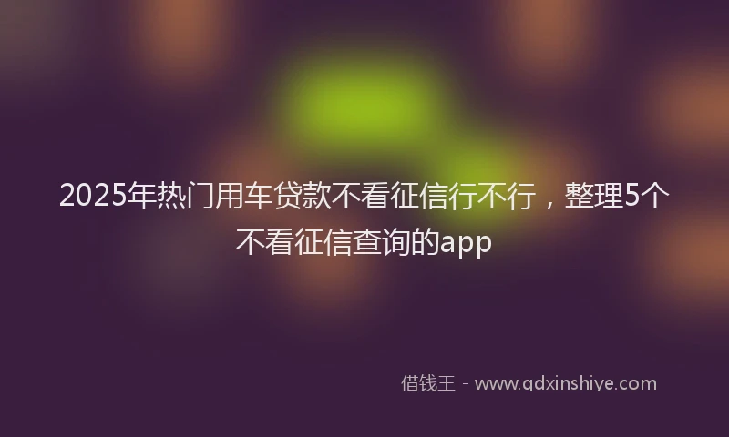 2025年热门用车贷款不看征信行不行，整理5个不看征信查询的app