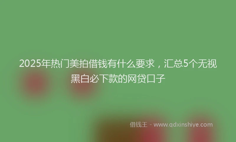 2025年热门美拍借钱有什么要求，汇总5个无视黑白必下款的网贷口子