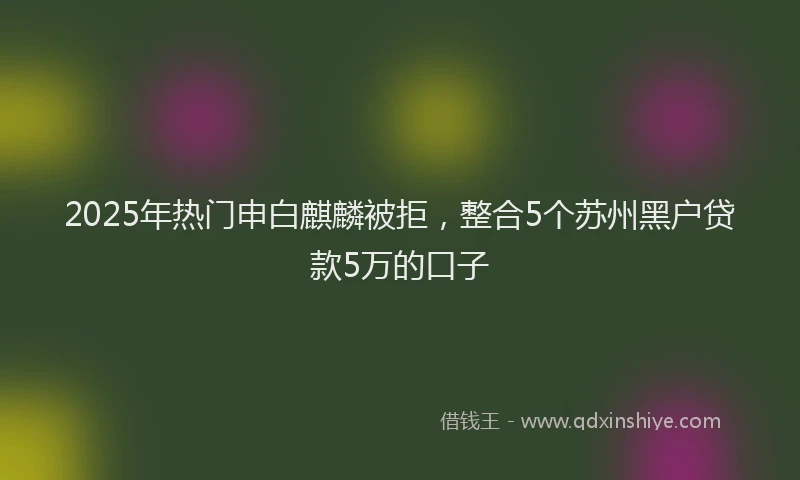 2025年热门申白麒麟被拒，整合5个苏州黑户贷款5万的口子