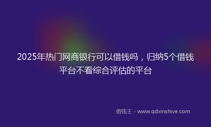 2025年热门网商银行可以借钱吗，归纳5个借钱平台不看综合评估的平台