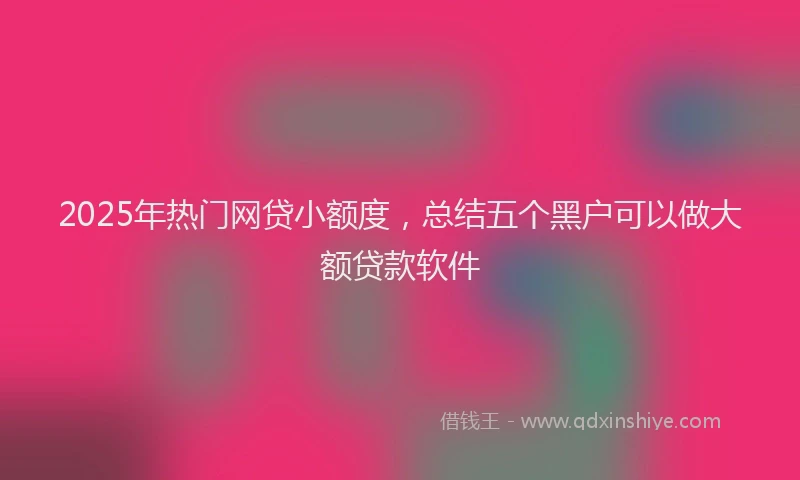 2025年热门网贷小额度,总结五个黑户可以做大额贷款软件