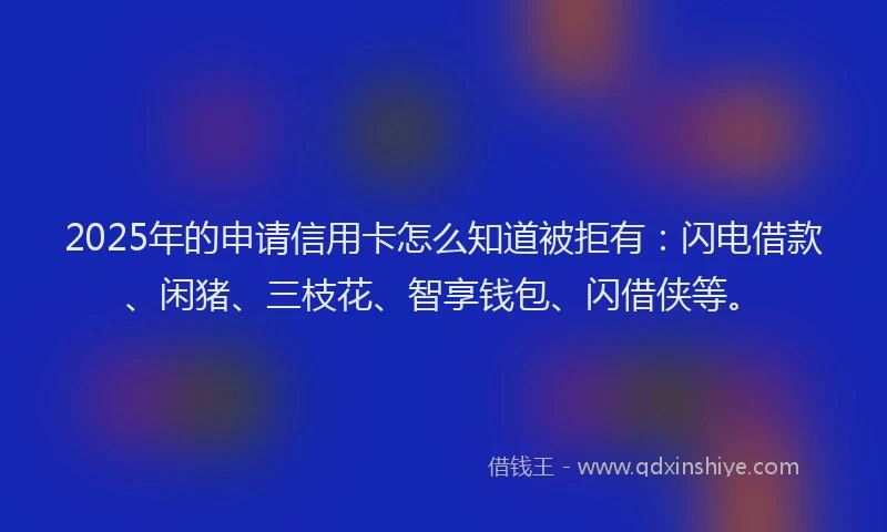 2025年的申请信用卡怎么知道被拒有：闪电借款、闲猪、三枝花、智享钱包、闪借侠等。