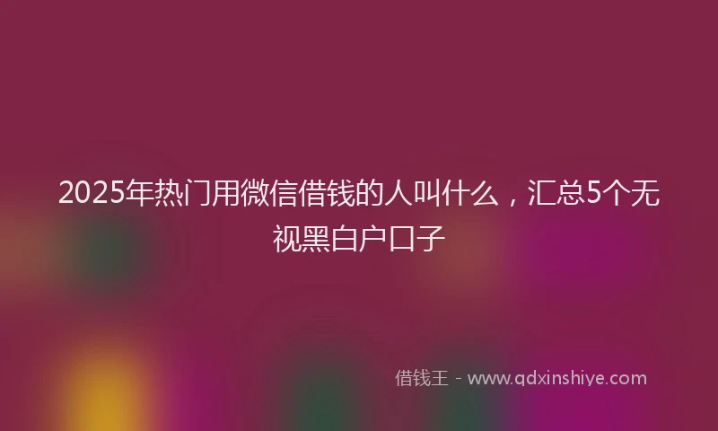 2025年热门用微信借钱的人叫什么，汇总5个无视黑白户口子