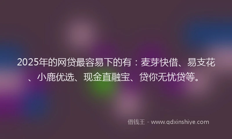 2025年的网贷最容易下的有：麦芽快借、易支花、小鹿优选、现金直融宝、贷你无忧贷等。