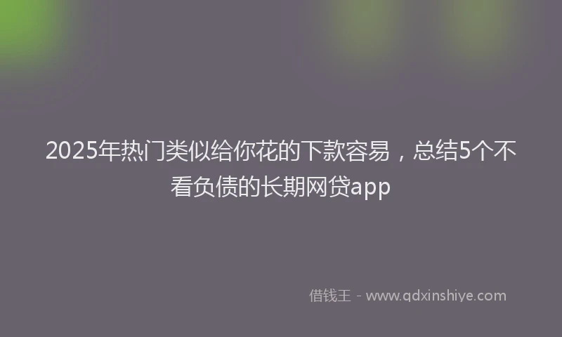2025年热门类似给你花的下款容易，总结5个不看负债的长期网贷app