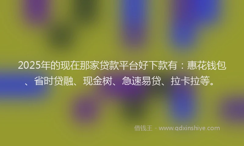 2025年的现在那家贷款平台好下款有：惠花钱包、省时贷融、现金树、急速易贷、拉卡拉等。