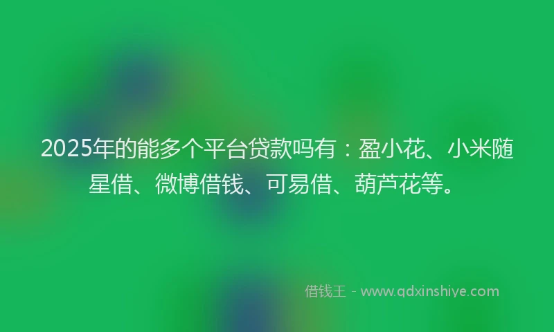 2025年的能多个平台贷款吗有:盈小花、小米随星借、微博借钱、可易借、葫芦花等。