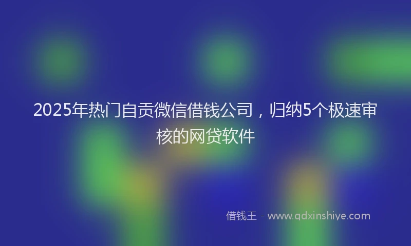 2025年热门自贡微信借钱公司，归纳5个极速审核的网贷软件
