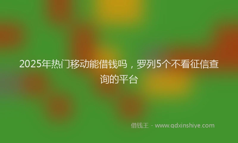 2025年热门移动能借钱吗，罗列5个不看征信查询的平台