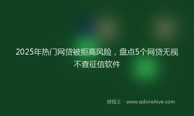 2025年热门网贷被拒高风险，盘点5个网贷无视不查征信软件