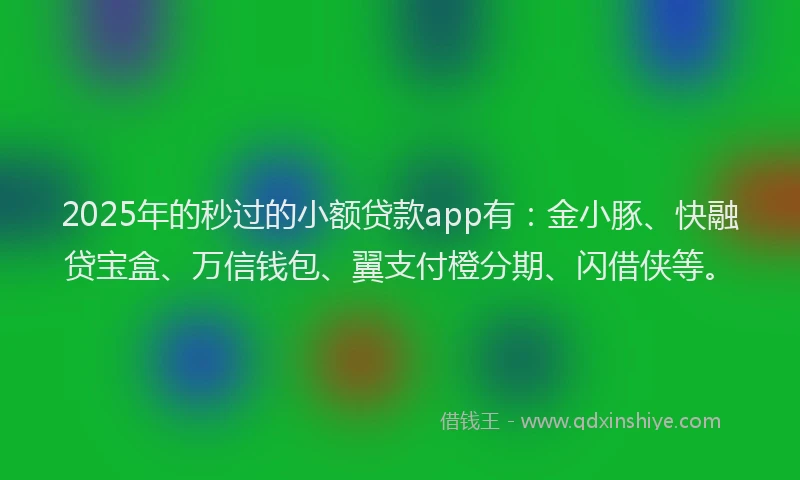 2025年的秒过的小额贷款app有：金小豚、快融贷宝盒、万信钱包、翼支付橙分期、闪借侠等。