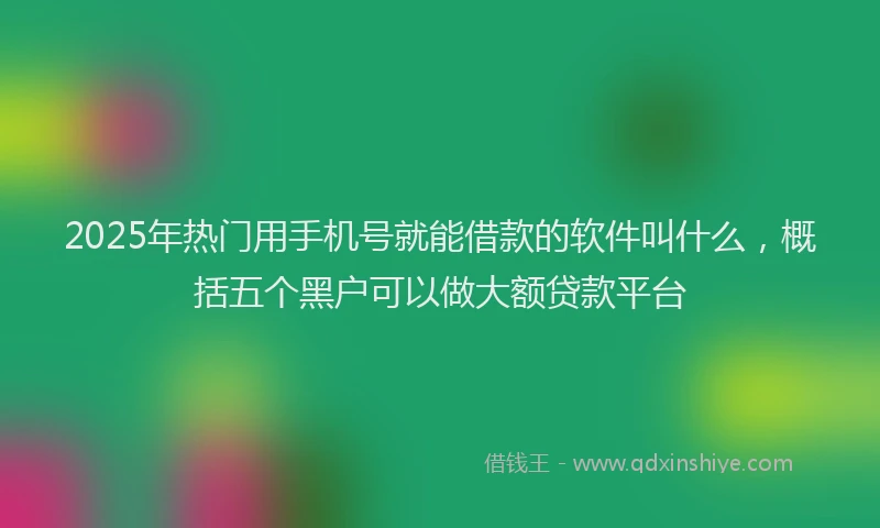 2025年热门用手机号就能借款的软件叫什么，概括五个黑户可以做大额贷款平台