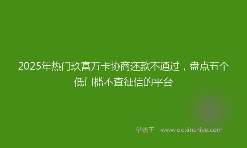 2025年热门玖富万卡协商还款不通过，盘点五个低门槛不查征信的平台