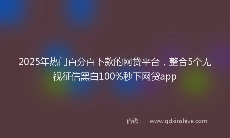 2025年热门百分百下款的网贷平台，整合5个无视征信黑白100%秒下网贷app