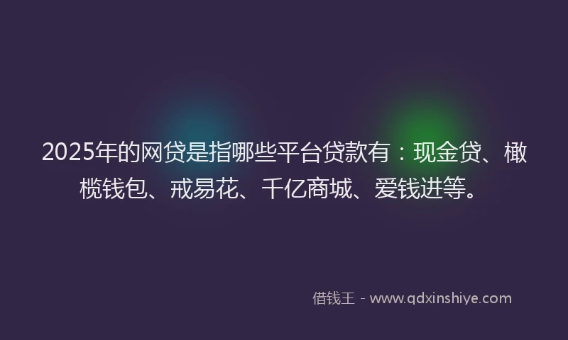 2025年的网贷是指哪些平台贷款有：现金贷、橄榄钱包、戒易花、千亿商城、爱钱进等。