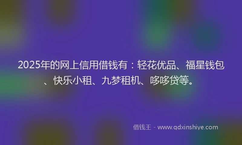 2025年的网上信用借钱有:轻花优品、福星钱包、快乐小租、九梦租机、哆哆贷等。