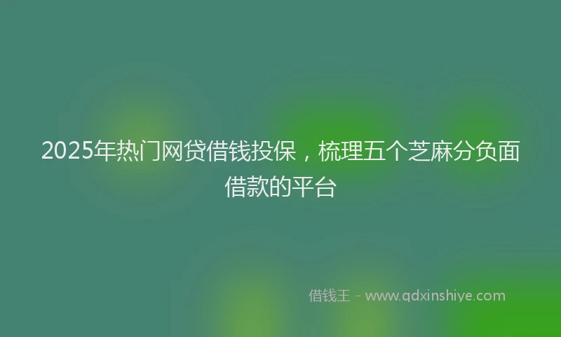 2025年热门网贷借钱投保，梳理五个芝麻分负面借款的平台