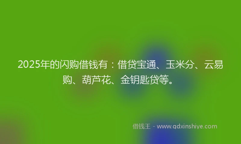 2025年的闪购借钱有：借贷宝通、玉米分、云易购、葫芦花、金钥匙贷等。