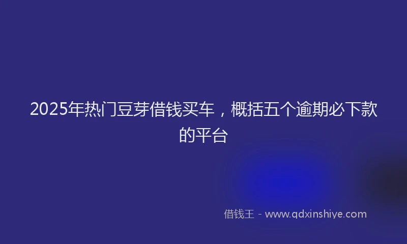 2025年热门豆芽借钱买车，概括五个逾期必下款的平台