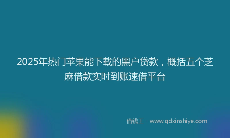 2025年热门苹果能下载的黑户贷款，概括五个芝麻借款实时到账速借平台