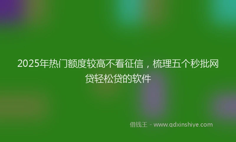 2025年热门额度较高不看征信，梳理五个秒批网贷轻松贷的软件