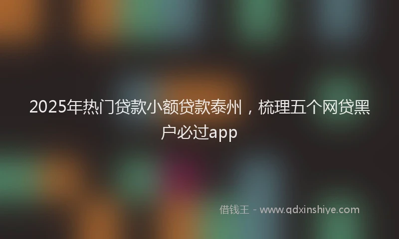 2025年热门贷款小额贷款泰州,梳理五个网贷黑户必过app