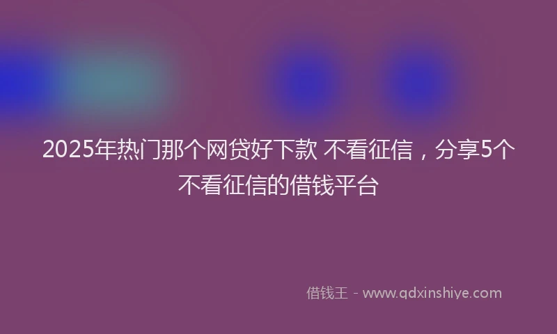2025年热门那个网贷好下款 不看征信,分享5个不看征信的借钱平台
