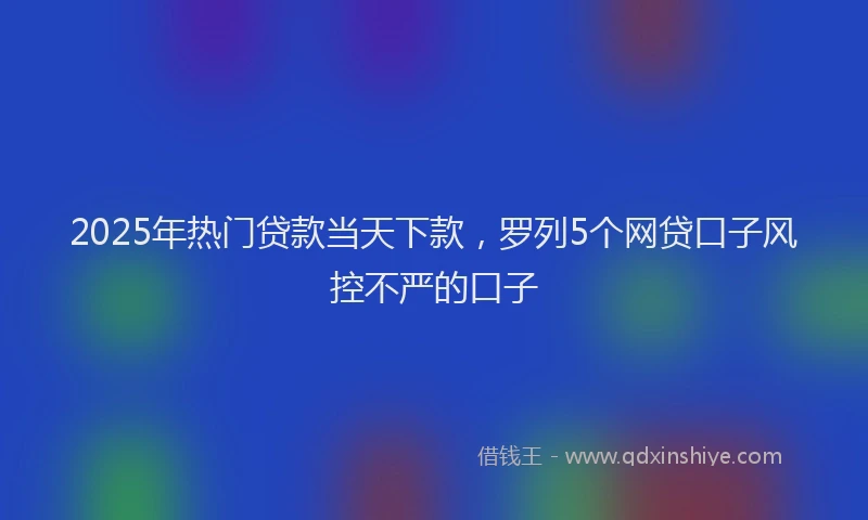 2025年热门贷款当天下款,罗列5个网贷口子风控不严的口子