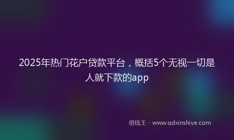 2025年热门花户贷款平台，概括5个无视一切是人就下款的app