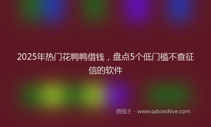 2025年热门花鸭鸭借钱，盘点5个低门槛不查征信的软件