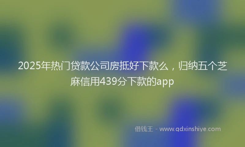 2025年热门贷款公司房抵好下款么,归纳五个芝麻信用439分下款的app