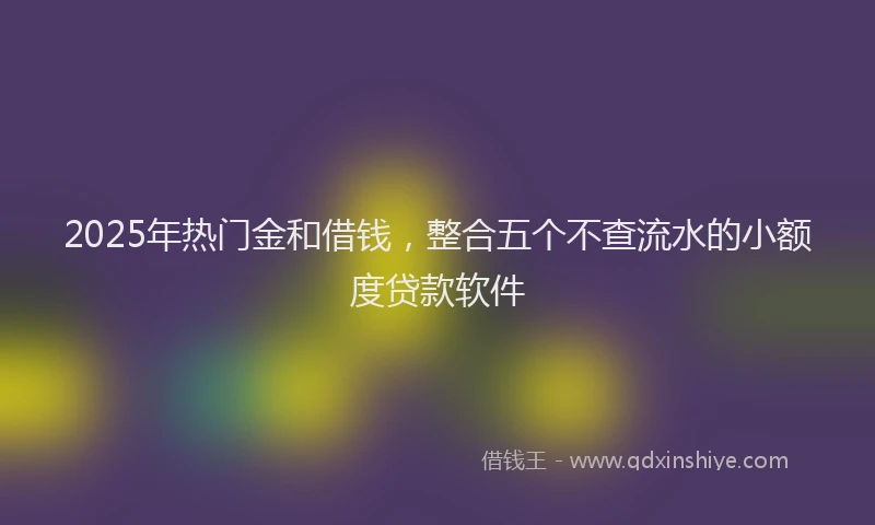 2025年热门金和借钱,整合五个不查流水的小额度贷款软件