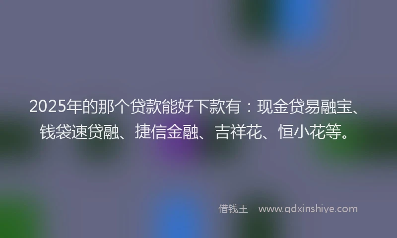 2025年的那个贷款能好下款有：现金贷易融宝、钱袋速贷融、捷信金融、吉祥花、恒小花等。