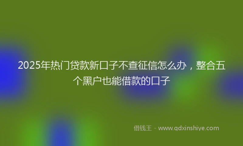2025年热门贷款新口子不查征信怎么办,整合五个黑户也能借款的口子
