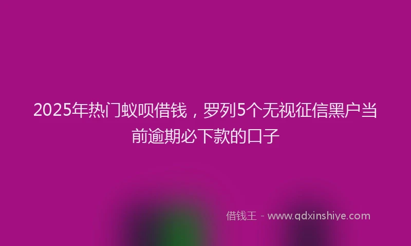2025年热门蚁呗借钱，罗列5个无视征信黑户当前逾期必下款的口子