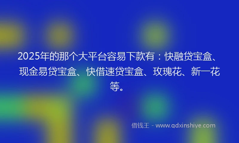 2025年的那个大平台容易下款有：快融贷宝盒、现金易贷宝盒、快借速贷宝盒、玫瑰花、新一花等。