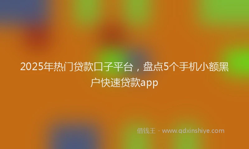 2025年热门贷款口子平台,盘点5个手机小额黑户快速贷款app