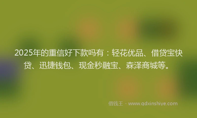 2025年的重信好下款吗有：轻花优品、借贷宝快贷、迅捷钱包、现金秒融宝、森泽商城等。