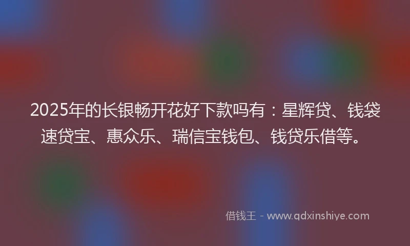 2025年的长银畅开花好下款吗有：星辉贷、钱袋速贷宝、惠众乐、瑞信宝钱包、钱贷乐借等。