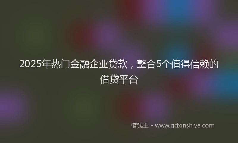 2025年热门金融企业贷款，整合5个值得信赖的借贷平台
