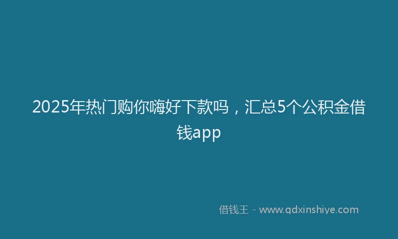 2025年热门购你嗨好下款吗，汇总5个公积金借钱app