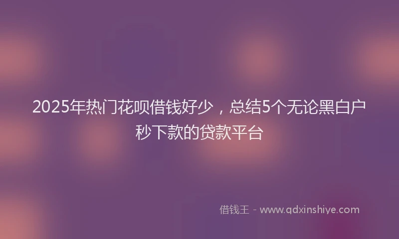 2025年热门花呗借钱好少，总结5个无论黑白户秒下款的贷款平台