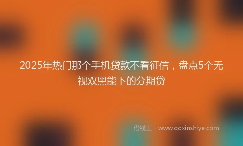 2025年热门那个手机贷款不看征信，盘点5个无视双黑能下的分期贷
