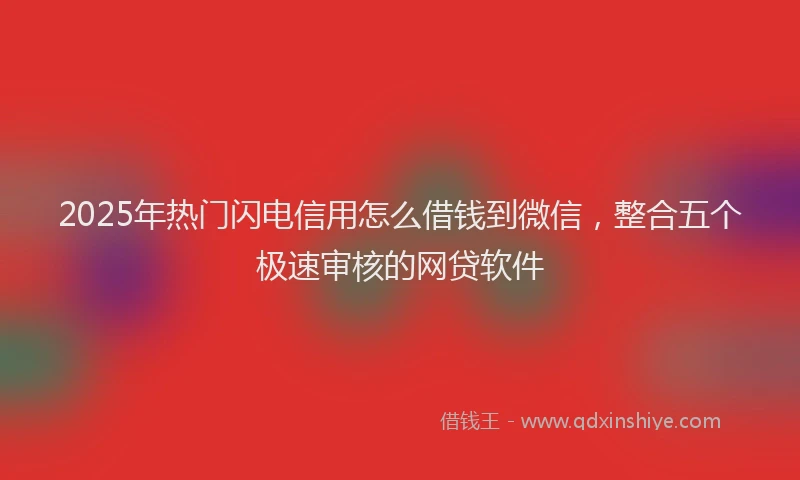 2025年热门闪电信用怎么借钱到微信,整合五个极速审核的网贷软件