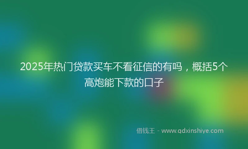 2025年热门贷款买车不看征信的有吗，概括5个高炮能下款的口子