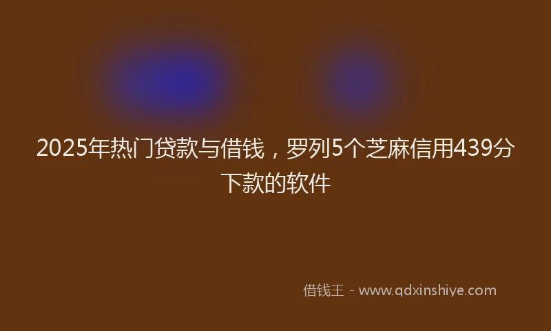 2025年热门贷款与借钱,罗列5个芝麻信用439分下款的软件