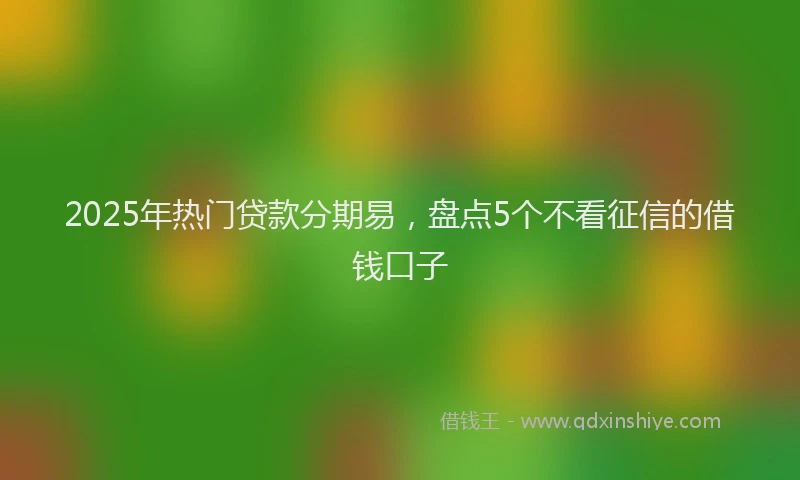 2025年热门贷款分期易,盘点5个不看征信的借钱口子